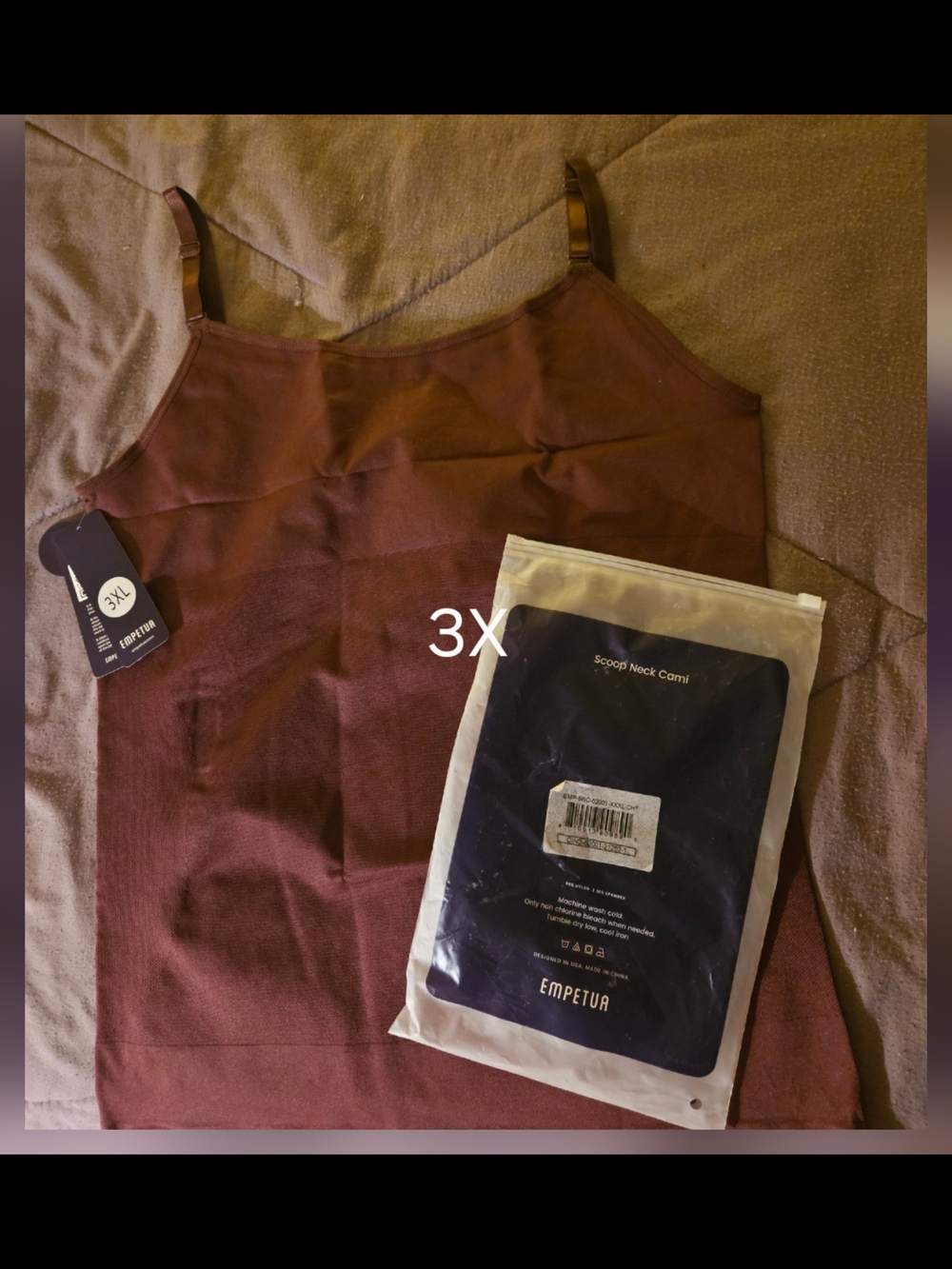Shapermint Burgundy/Mauve Scoop Neck Shapewear Cami - 3X